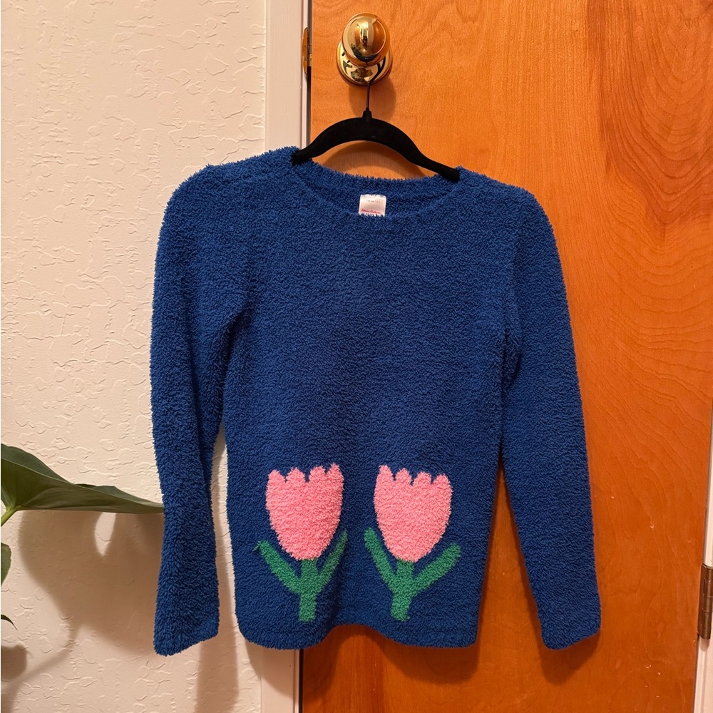 Blue flower sweater by Hanna Andersson. Size 8